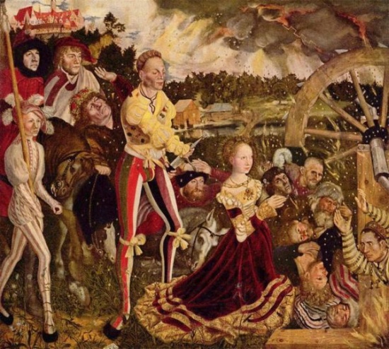 The Martyrdom of Saint Catherine of Alexandria, painted by Lucas Cranach the Elder around 1506, near the beginning of his career.
